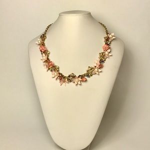 Stella + Ruby Peach Pearl Floral Gold Bib Necklace